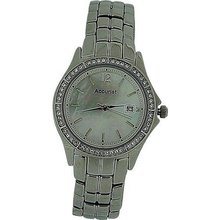 Accurist Ladies Mother of Pearl Date Diamante Bezel Bracelet Strap LB1418