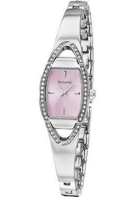 Accurist LB1458P Ladies Pink Silver Semi Bangle