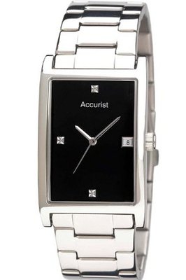 Accurist MB890DIA Black Silver Diamond