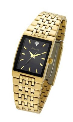 Accurist MB921BX Gents Gold Tone Black dial Bracelet