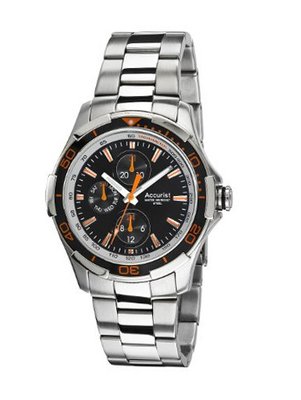 Accurist Quartz with Black Dial Analogue Display and Silver Stainless Steel Bracelet 5033988027856