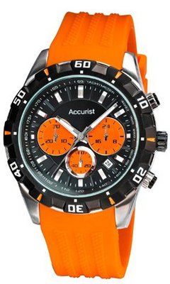 Accurist Quartz with Black Dial Chronograph Display and Orange Silicone Strap MS970BO