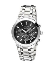 Accurist Quartz with Black Dial Chronograph Display and Silver Stainless Steel Bracelet MB960B