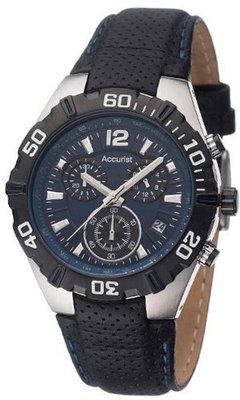 Accurist Quartz With Blue Dial Chronograph Display And Black Leather Strap Ms832N