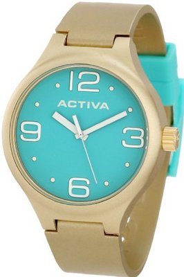 Activa By Invicta AA101-023 Aqua Dial Gold Tone Polyurethane