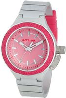 Activa By Invicta AA301-022 Pink Dial Silver Tone Polyurethane