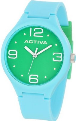 Activa By Invicta Unisex AA100-011 Green Dial Light Blue Polyurethane