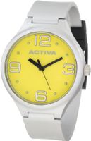 Activa By Invicta Unisex AA100-022 Yellow Dial Silver Tone Polyurethane