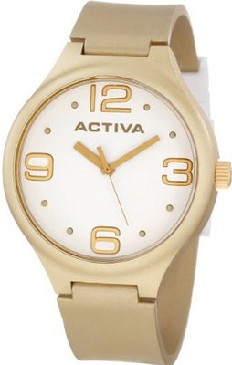 Activa By Invicta Unisex AA100-023 White Dial Gold Tone Polyurethane
