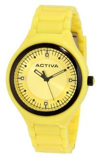 Activa By Invicta Unisex AA200-005 Yellow Silver Dial Yellow Plastic