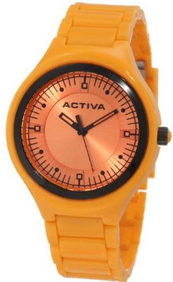 Activa By Invicta Unisex AA200-006 Orange Silver Dial Orange Plastic