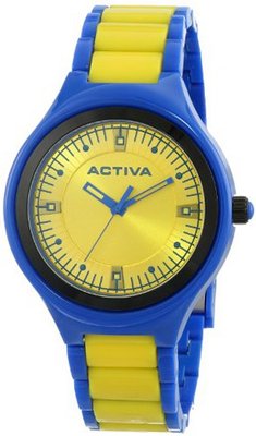 Activa By Invicta Unisex AA200-012 Yellow Silver Dial Royal Blue and Yellow Plastic