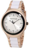 Activa By Invicta Unisex AA200-024 Silver Dial Rose Gold and White Plastic