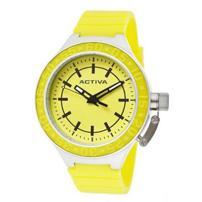 Activa By Invicta Unisex AA300-005 Yellow Dial Yellow Polyurethane