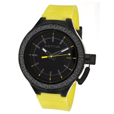Activa By Invicta Unisex AA300-014 Black Dial Yellow Polyurethane