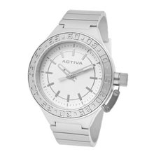 Activa By Invicta Unisex AA300-022 White Dial Silver Tone Polyurethane