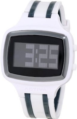 Activa By Invicta Unisex AA400-001 Black Digital Dial White and Charcoal Polyurethane