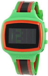 Activa By Invicta Unisex AA400-013 Black Digital Dial Green, Black and Red Polyurethane