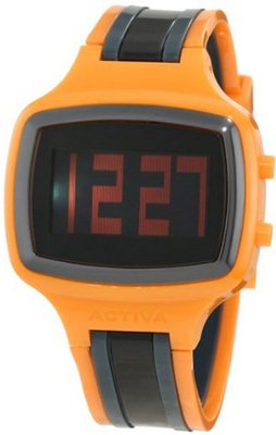 Activa By Invicta Unisex AA400-015 Black Digital Dial Orange, Charcoal Grey and Black Polyurethane