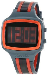 Activa By Invicta Unisex AA400-017 Black Digital Dial Charcoal Grey, Red and Black Polyurethane