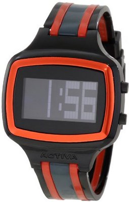 Activa By Invicta Unisex AA400-018 Black Digital Dial Black, Red and Charcoal Grey Polyurethane