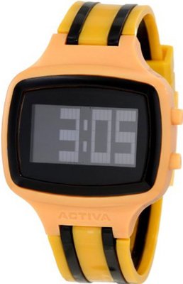 Activa By Invicta Unisex AA400-020 Black Digital Dial Mustard and Black Polyurethane