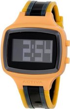 Activa By Invicta Unisex AA400-023 Black Digital Dial Mustard, Charcoal Grey and Black Polyurethane