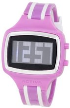 Activa By Invicta Unisex AA401-004 Black Digital Dial Purple and White Polyurethane