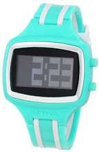 Activa By Invicta Unisex AA401-006 Black Digital Dial Aqua and White Polyurethane
