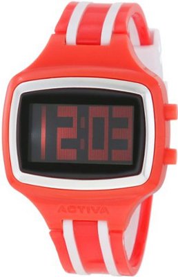 Activa By Invicta Unisex AA401-007 Black Digital Dial Orange and White Polyurethane