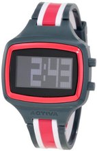 Activa By Invicta Unisex AA401-017 Black Digital Dial Charcoal Grey, White and Dark Pink Polyurethane