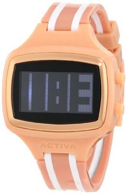 Activa By Invicta Unisex AA401-021 Black Digital Dial Salmon and White Polyurethane