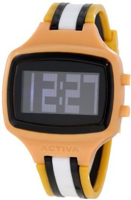 Activa By Invicta Unisex AA401-023 Black Digital Dial Mustard, Black and White Polyurethane