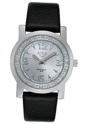 Silver Dial Black Leatherette