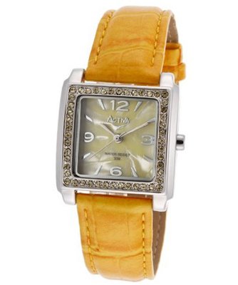 Yellow Pearl Tone Dial Yellow Leatherette