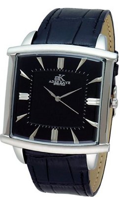 Adee Kaye #AK2220-M Leather Band Black Dial Casual Slim Analog