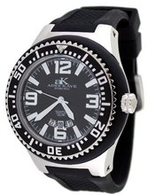 Adee Kaye AK2230-M BLKBLK Quartz Black Dial Rubber Strap
