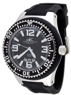 Adee Kaye AK2230-M BLKBLK Quartz Black Dial Rubber Strap
