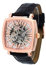 Adee Kaye #AK2259-MRG Rose Gold Tone Leather Strap Self Winding Automatic Skeleton Dial