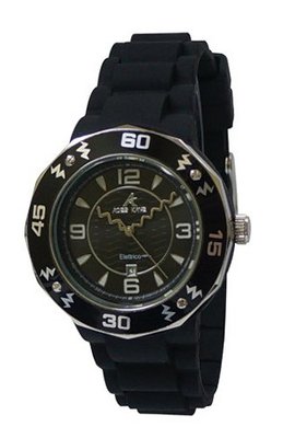 Adee Kaye AK5567-L/BK Electrico Collection Colored Silicon With Aluminum Bezel Japan Date Movement Rose Tone