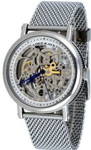 Adee Kaye #AK6462-M Stainless Steel Mesh Bracelet Skeleton Dial Automatic