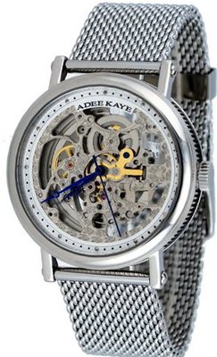 Adee Kaye #AK6462-M Stainless Steel Mesh Bracelet Skeleton Dial Automatic
