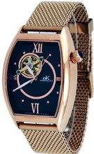 Adee Kaye #AK6473-MRG Rose Gold Tone Mesh Band Open Heart Skeleton Automatic