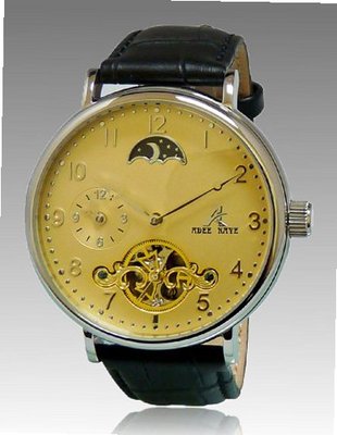 Adee Kaye AK7117-M Ivory Double Barrel Automatic Dual Time Zone 80 Hours Power Reserve