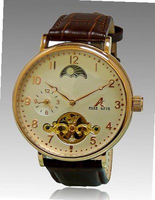 Adee Kaye AK7117-MRG White Double Barrel Automatic Dual Time Zone 80 Hours Power Reserve