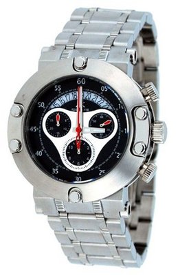 Adee Kaye #AK7130-M Stainless Steel Black Dial 100M Chronograph Sports