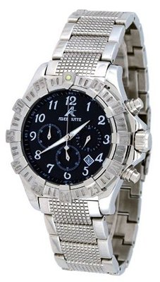 Adee Kaye #AK7140-M Stainless Steel Black Dial Chronograph