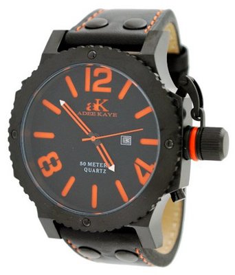 Adee Kaye AK7211-MIPB Black Dial Orange Number Ov