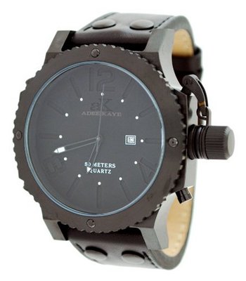 Adee Kaye AK7211-MIPB Black Dial Oversized Quartz