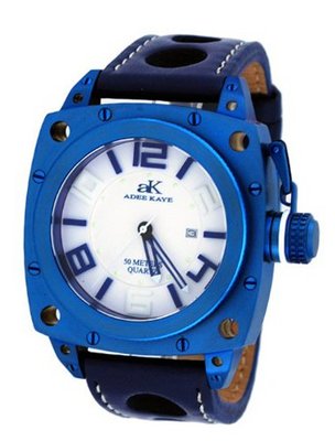 Adee Kaye #AK7271-MIPBL270 Blue IP Stainless Steel White Dial Oversized Quartz